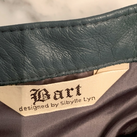 Vintage teal perforated suede top with matching leather|suede skirt - Picture 6 of 13